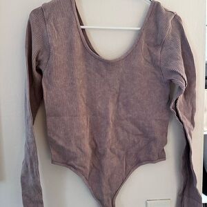 Primark Ribbed Scoop Neck Bodysuit - Mauve